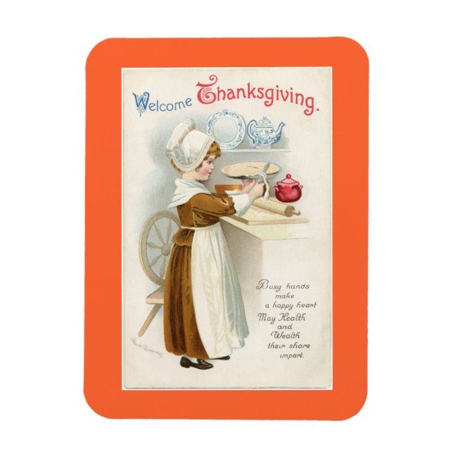 Magnet Flexible Vintage Thanksgiving Pilgrim Cook (Vertical)