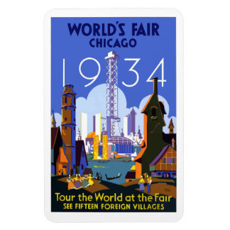 Magnet Flexible Vintage travel poster World's Fair Chicago, 1934,