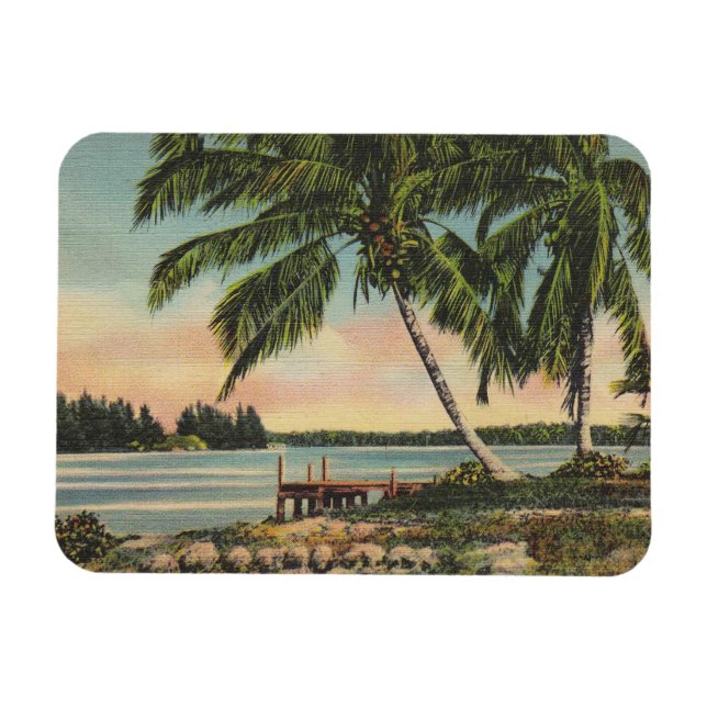 Magnet Flexible Vintage Tropical Palm Tree Sunset (Horizontal)