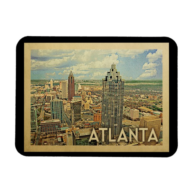 Magnet Flexible Vintage voyage Atlanta Skyline Atlanta (Horizontal)