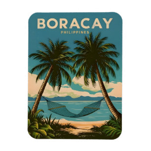 Magnet Flexible Vintage voyage Boracay Philippines Pittoresque rét