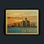 Magnet Flexible Vintage voyage de Detroit Michigan<br><div class="desc">Design de Detroit Michigan dans le style Vintage voyage avec un beau coucher de soleil de la ville.</div>