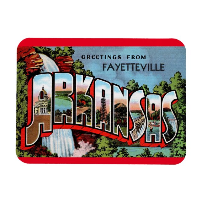 Magnet Flexible Vintage voyage de Fayetteville Arkansas (Horizontal)