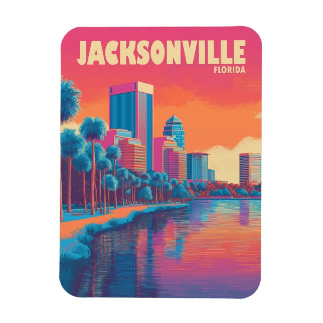 Magnet Flexible Vintage voyage de Jacksonville Florida (Vertical)