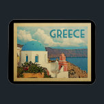 Magnet Flexible Vintage voyage de la Grèce Santorini<br><div class="desc">Conception de la Grèce dans le style de Vintage voyage comportant une scène classique avec une église bleue de dôme et le méditerranéen.</div>