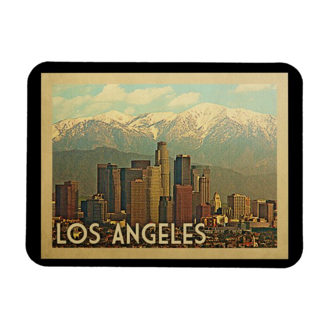 Magnet Flexible Vintage voyage de Los Angeles en Californie (Horizontal)