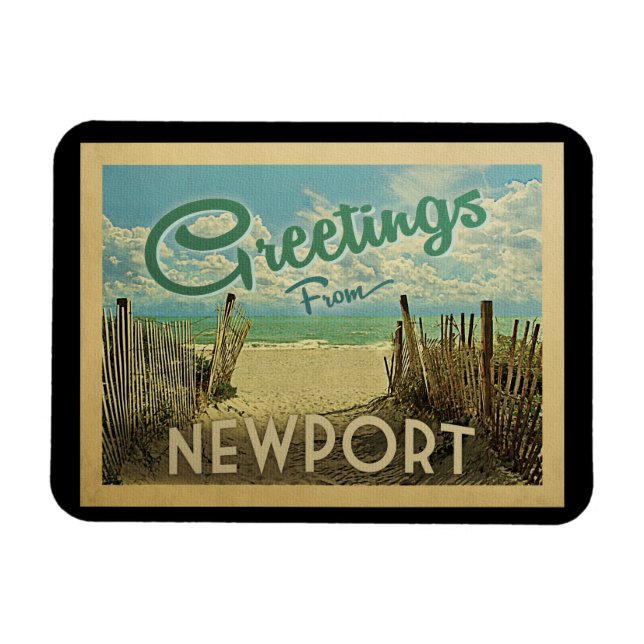 Magnet Flexible Vintage voyage de Newport Beach (Horizontal)