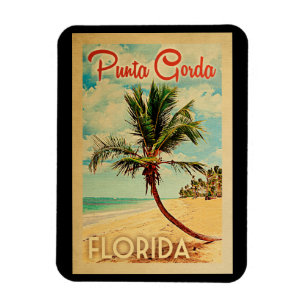 Magnet Flexible Vintage voyage de plage de palmier de Punta Gorda
