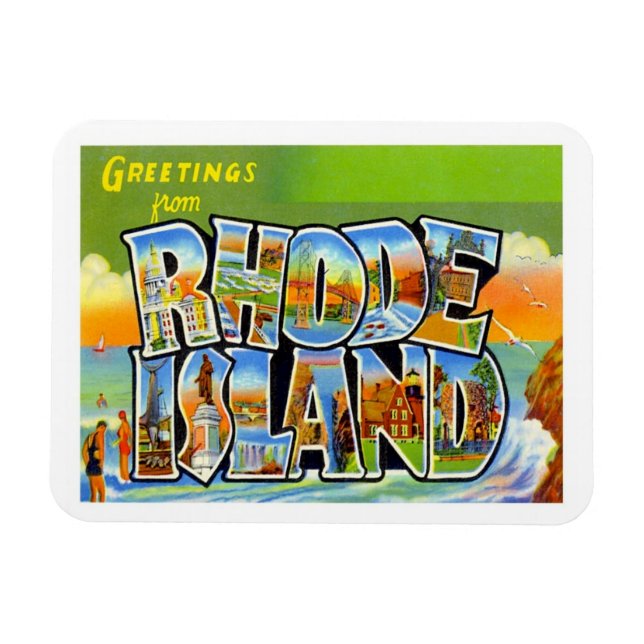 Magnet Flexible Vintage voyage de Rhode Island (Horizontal)
