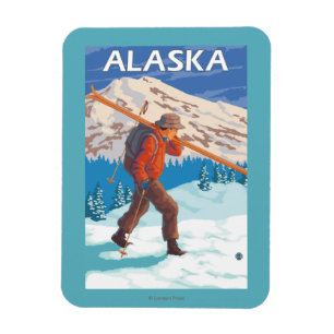 Magnet Flexible Vintage voyage de transport 3 de skis de neige de