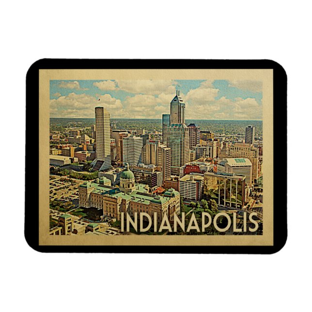 Magnet Flexible Vintage voyage d'Indianapolis Indiana (Horizontal)