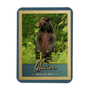 Magnet Flexible Vintage voyage d'ours de parc national de glacier