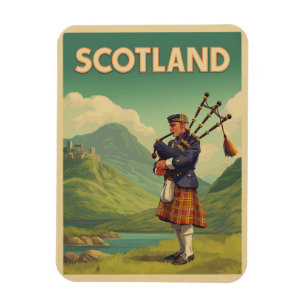Magnet Flexible Vintage voyage écossais - Highland Bagpiper