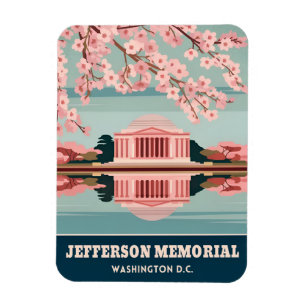 Magnet Flexible Vintage voyage Jefferson Memorial Washington DC