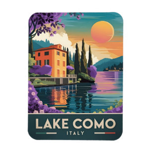 Magnet Flexible Vintage voyage Lac de Côme Italie coucher de solei