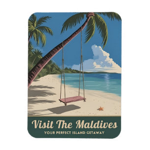 Magnet Flexible Vintage voyage Maldives  de la mer Pittoresque