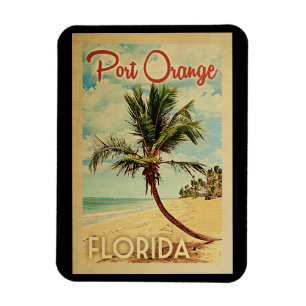 Magnet Flexible Vintage voyage orange de palmier de port