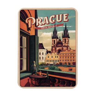 Magnet Flexible vintage voyage prague czech république cadeaux bal