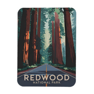 Magnet Flexible Vintage voyage Redwood National Park Rétro Pittore