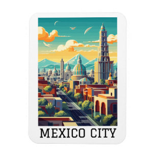 Magnet Flexible Vintage voyage rétro classique de Mexico City CDMX