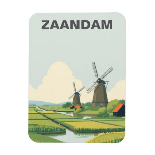 Magnet Flexible Vintage Zaandam Pays-Bas Windmills Travel