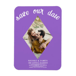 Magnet Flexible Violet Diamond photo mariage Enregistrer la date