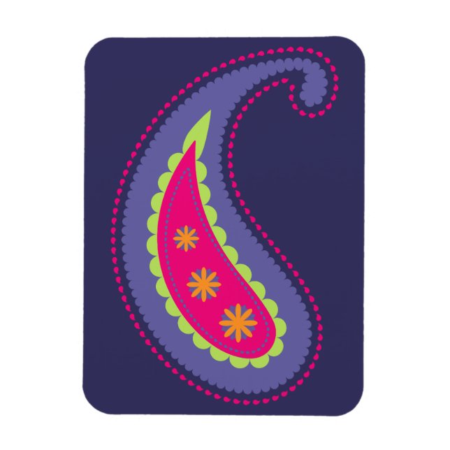 Magnet Flexible Violet et Rose Paisley (Vertical)