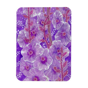 Magnet Flexible Violet Hollyhock, Mallow Flower Malva Floral Art