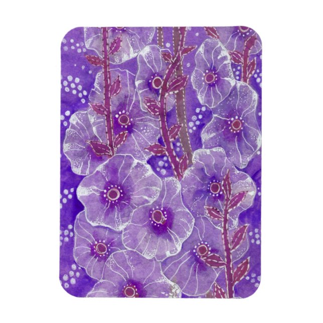 Magnet Flexible Violet Hollyhock, Mallow Flower Malva Floral Art (Vertical)