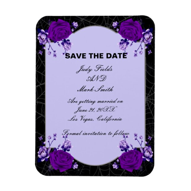 Magnet Flexible Violet Rose Floral Spiderweb Mariage Enregistrer L (Vertical)