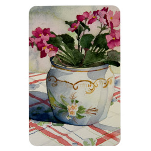 Magnet Flexible Violets africains en pot bleu 1790