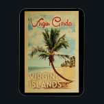 Magnet Flexible Virgin Gorda Palm Tree Vintage voyage<br><div class="desc">Un imprimé d'art moderne et unique rétro du milieu du siècle Virgin Gorda Îles Vierges dans le style d'affiche de voyage vintage. Il dispose d'un palmier incurvé sur une plage de sable avec l'océan sous un ciel bleu nuageux.</div>