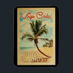 Magnet Flexible Virgin Gorda Palm Tree Vintage voyage<br><div class="desc">Un imprimé d'art moderne et unique rétro du milieu du siècle Virgin Gorda Îles Vierges dans le style d'affiche de voyage vintage. Il dispose d'un palmier incurvé sur une plage de sable avec l'océan sous un ciel bleu nuageux.</div>