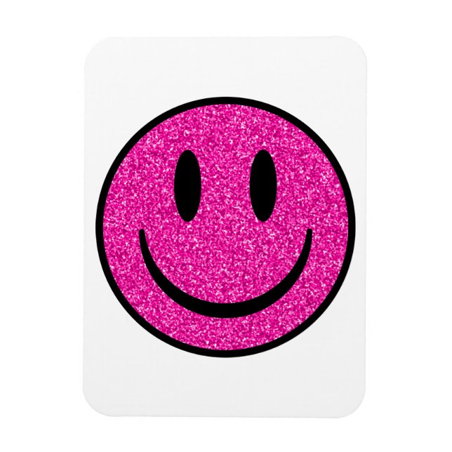Magnet Flexible Visage de sourire rose Parties scintillant (Vertical)