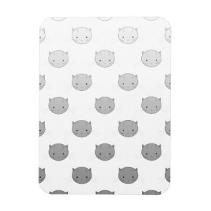 Magnet Flexible Visages de chat mignon en noir blanc gris