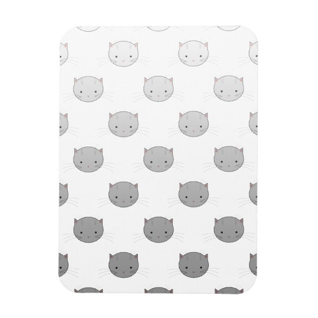 Magnet Flexible Visages de chat mignon en noir blanc gris (Vertical)