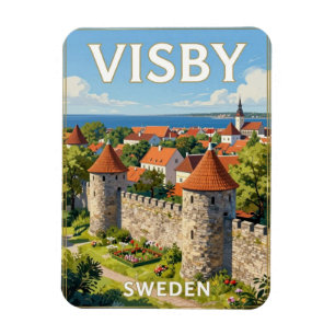Magnet Flexible Visby Suède Murs Médiévaux Et Côte Baltique