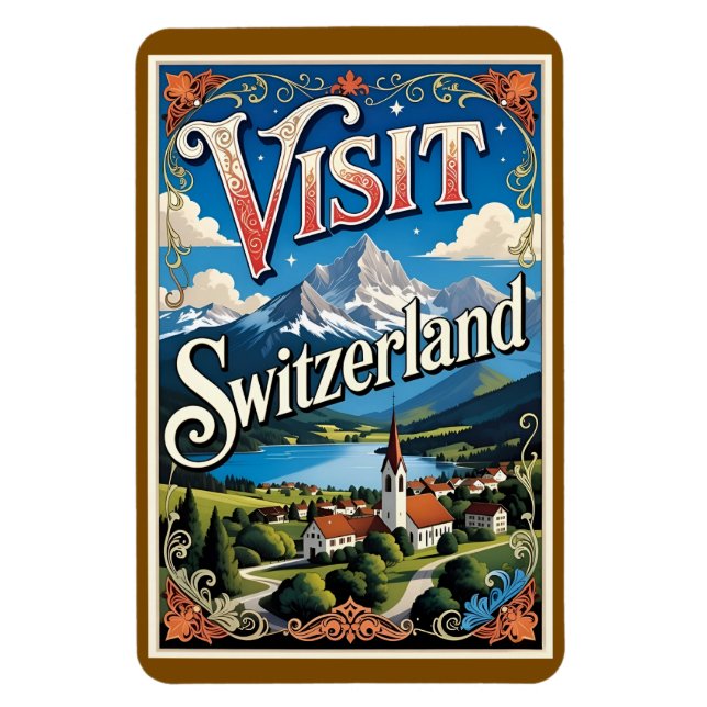 Magnet Flexible Visit Switzerland travel poster, (Vertical)