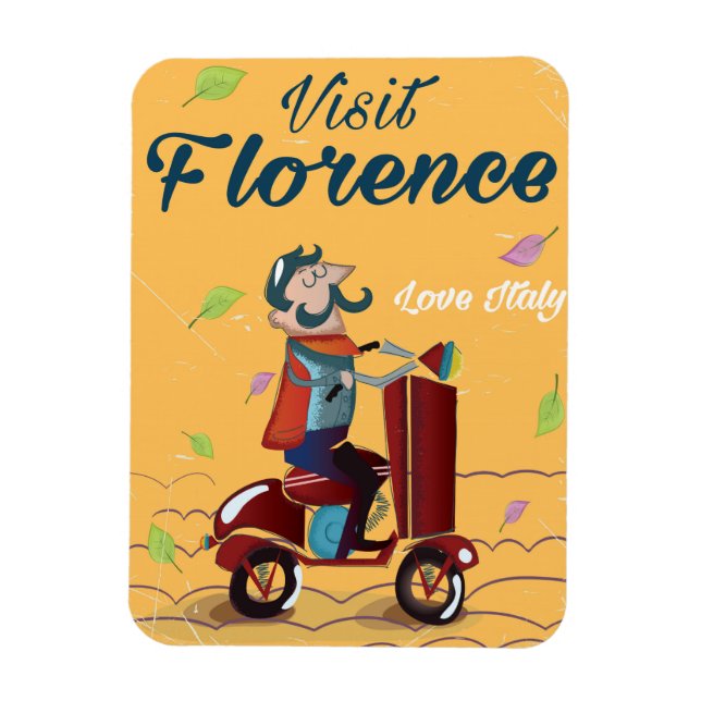 Magnet Flexible Visitez Florence poster de voyage scooter italien (Vertical)