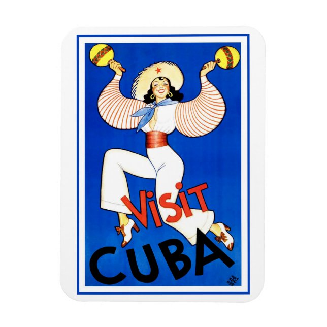 Magnet Flexible Visitez La Havane, Cuba, Affiche de voyage vintage (Vertical)