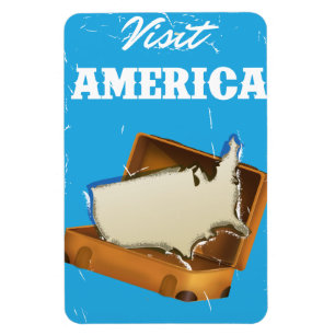 Magnet Flexible Visitez l'Amérique Affiche de voyage rétro vintage