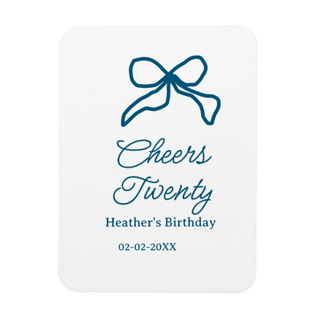 Magnet Flexible Vive vingt nœud d'anniversaire bleu rétro boho dat (Vertical)