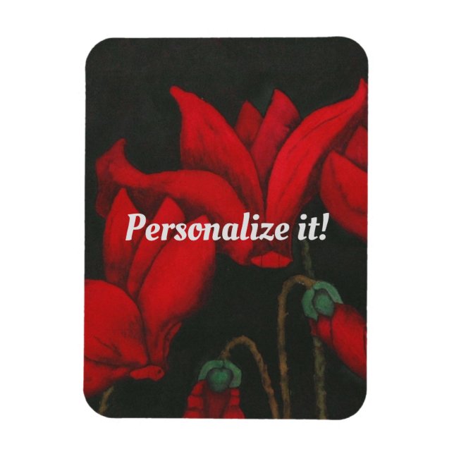 Magnet Flexible Vivid red cyclamen on a dark background (Vertical)