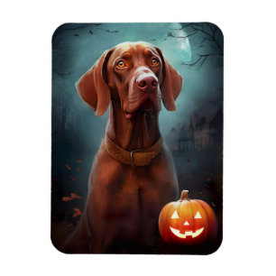 Magnet Flexible Vizsla d'Halloween avec la peur Citrouille