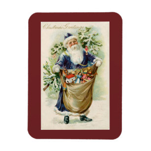 Magnet Flexible Voeux de Noël Vintage Père Noël