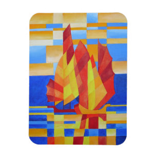 Magnet Flexible Voile sur les Sept Mers So Blue Cubist Abstrait