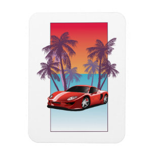Magnet Flexible Voiture de sport rouge vintage