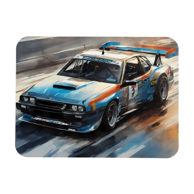 Magnet Flexible Voiture Sporty Blue Racing (Horizontal)