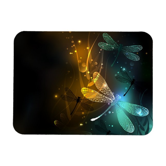Magnet Flexible Vol de libellule verte lumineuse (Horizontal)