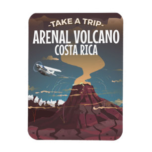 Magnet Flexible Volcan Arenal Costa Rica affiche de cartoon vintag